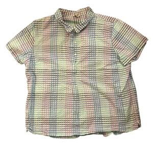 LL Bean Vacationland Seersucker Shirt Womens XL Popover Plaid Colorful Preppy